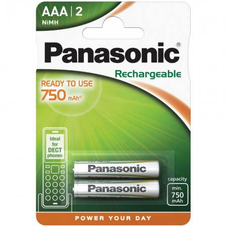 PANASONIC P03 R2U AAA 750 mAh įkraunamos baterijos 2 vnt.